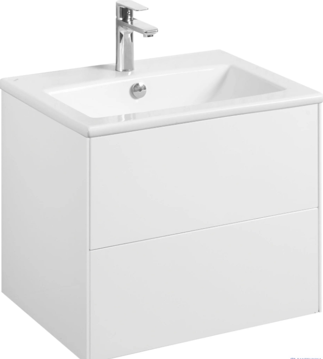 Набор тумба под умывальник Акватон Сохо 60 белый глянец + раковина Элина 60 (Россия)