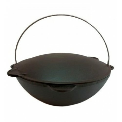 Казан чугунный походный татарский 12л с крышкой саджем (Россия)