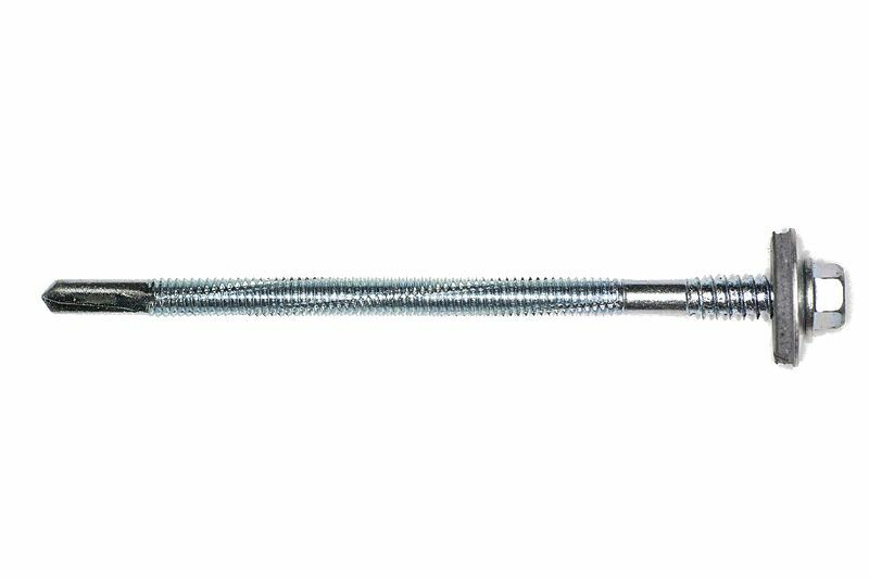 Саморез для сэндвич-панелей 6,3/5,5х155 цинк, с шайбой EPDМ (Китай)