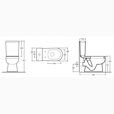 Напольный унитаз Бергамо Нова двухрежимный (сиденье Slim с микролифтом) (Беларусь)