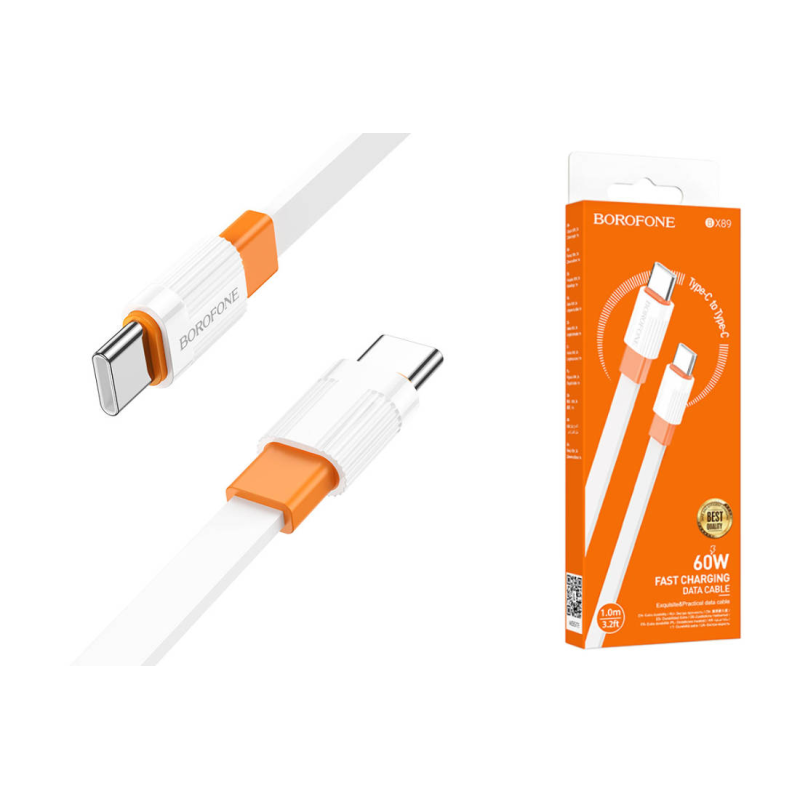 Кабель BX89 Type-C-Type-C 60W оранжевый 1м BOROFONE (Россия)