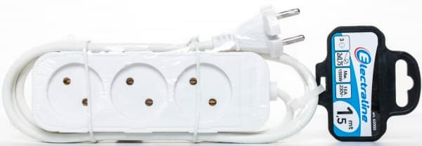 Удлинитель Electraline на 3 розетки ПВС 2*0,75 мм2 5м (Латвия)