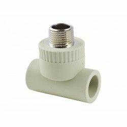 Тройник комбинированный ПП с наруж. резьбой d32х3/4"х32 серый