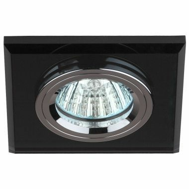 Светильник ЭРА DK8 CH/BK (декор стекло,квадрат) MR16,12V, 50W, хром/черный