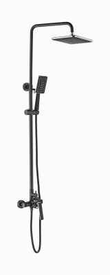 Душевая стойка Ledeme L2474B со смесителем и тропическим душем черный (Китай)