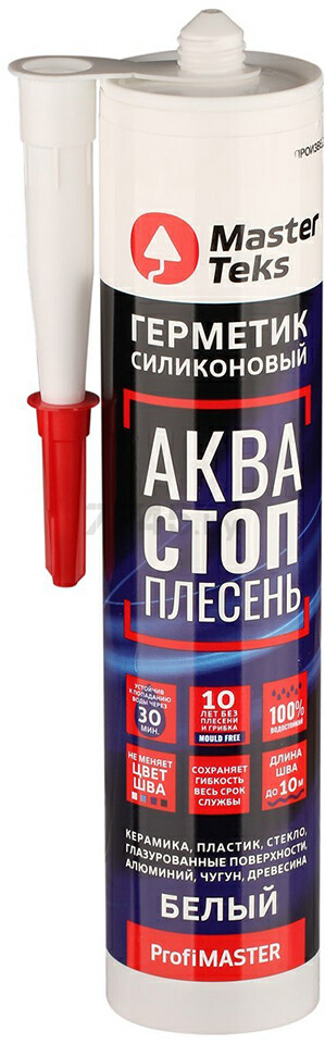 Герметик MasterTeks ProfiMaster силиконовый акваСТОПплесень 280 мл (Россия)