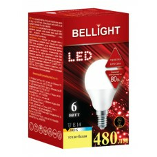 Лампа светодиодная LED Шарик G45 6W E14 3000К BELLIGHT (Беларусь)