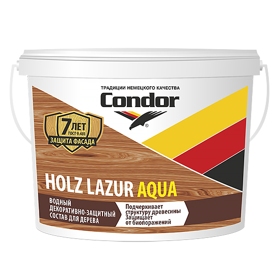 Лак ВД-АК защитно-декоративный «Holz Lazur Aqua» цвет ведро 9 кг (Беларусь) в Борисове