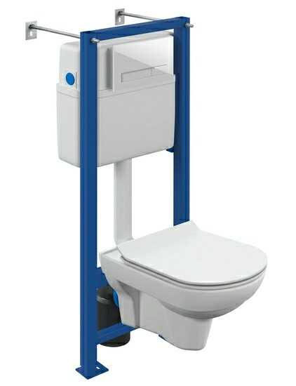 Комплект подвесной унитаз City Clean On с инсталляцией Link Pro с кнопкой Estetica хром A64121 Cersanit (Россия)