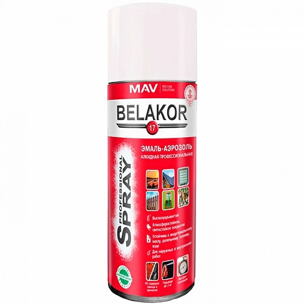 Эмаль-аэрозоль алкидная Belakor 17, матовая, 520 мл (Беларусь)