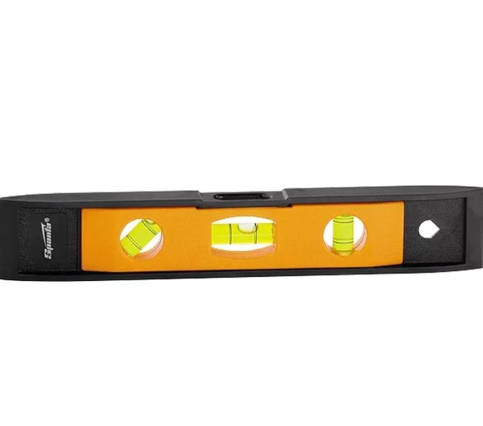 Уровень, 225 мм, 3 глазка, пластмассовый "Торпедо" (II) Sparta (Китай)