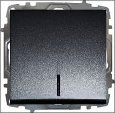 Выключатель 1-клавишный Zena дымчатый с подсветкой (Турция)