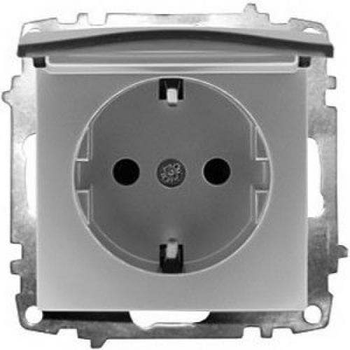 Розетка Zena модуль серый с крышкой с заземлением (Турция)