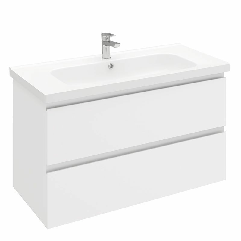 Тумба подвесная ELECTRA 100 под умывальник Creavit Ideal 100, УЛЬТРА белый глянец, LE-WCAB-100-101 (Беларусь)