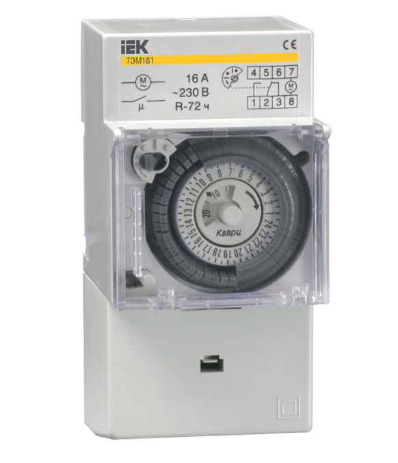 Таймер ТЭМ181 аналоговый  16А 230В на DIN-рейку IEK (Китай)