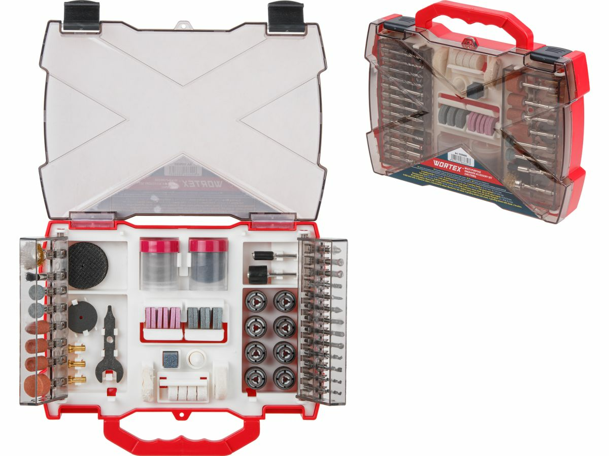 Набор аксессуаров для гравера WORTEX 145 предметов (универсальный) 1335680 (Китай)