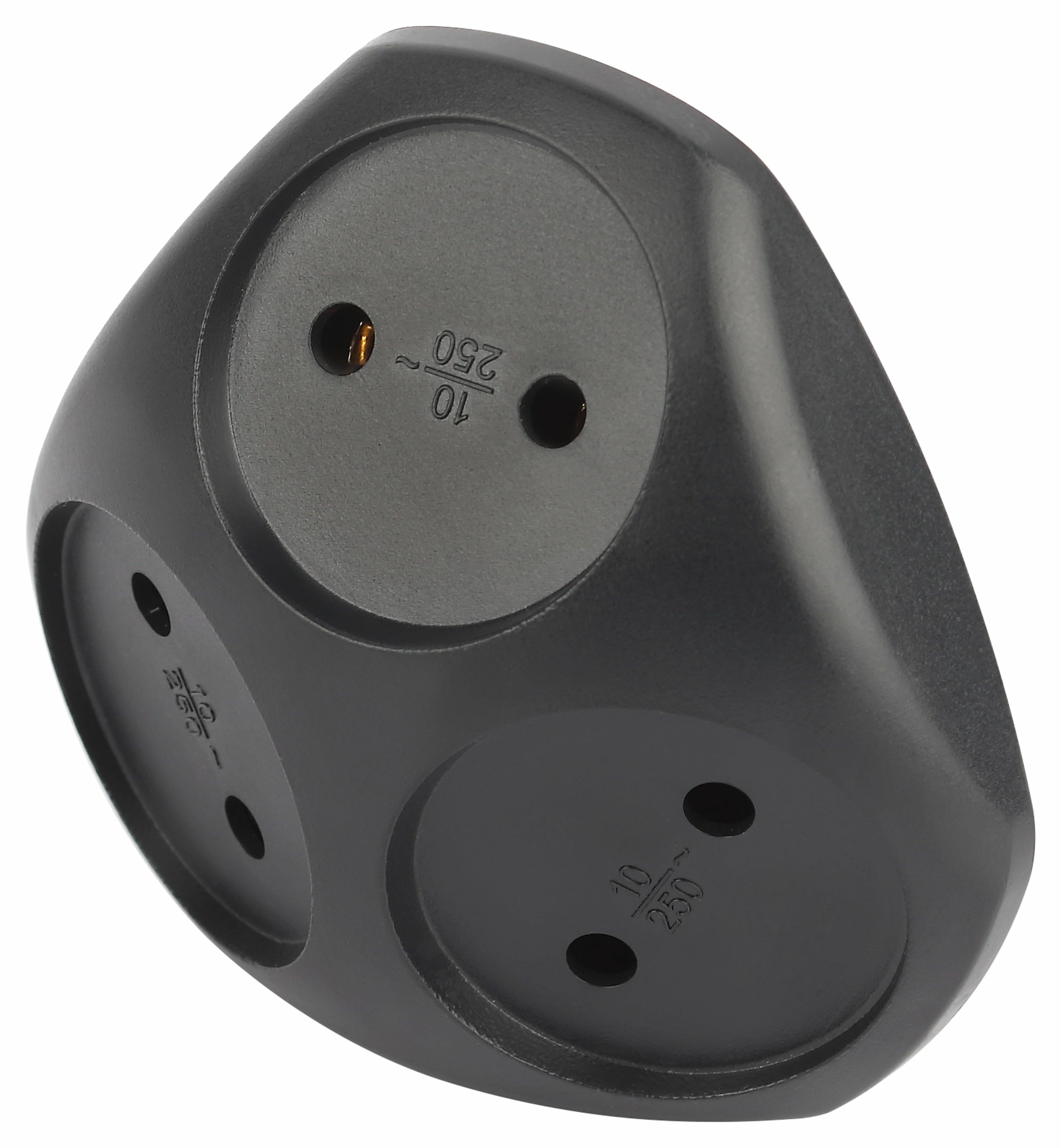 Разветвитель электрический (тройник) ЭРА SPx-3-B на 3 розетки без заземления 10А черный (Китай)