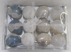 Новогоднее украшение Набор шаров D-8 см 12 шт в тубе (Китай)