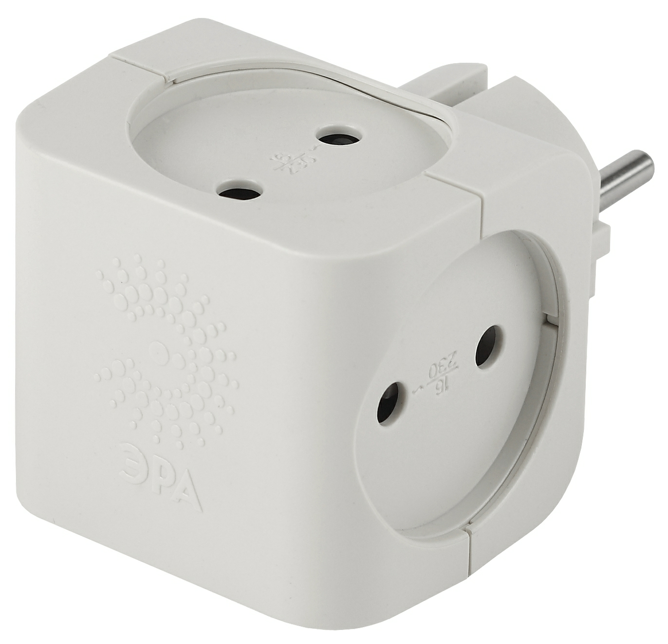 Разветвитель электрический тройник ЭРА SP-4-W Тройник 4 гнезда без заземления белый (Россия)