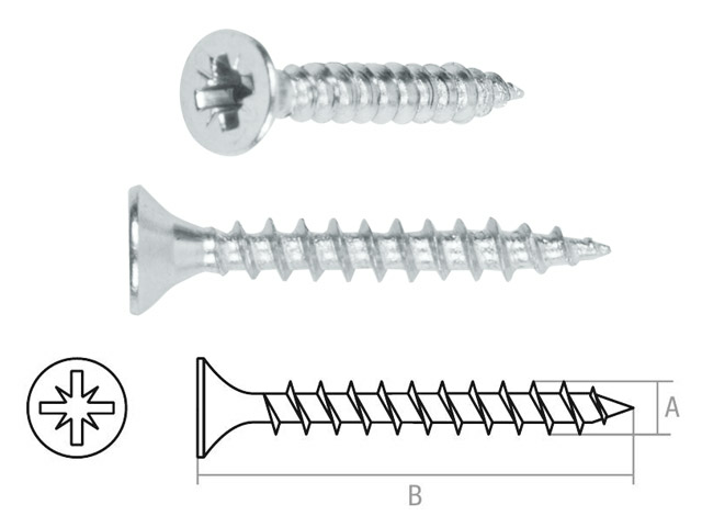 Саморез универсальный потай белый цинк STARFIX (Китай)