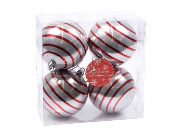 Набор шаров елочных пластмассовых 4 шт. 8 см (25555427) (Китай)