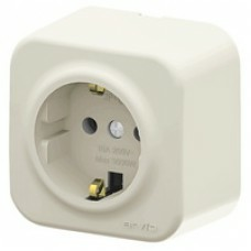 Розетка одинарная с заземлением наружная Arvia кремовая (Турция)