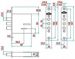 Замок врезной КРЕМЕНЬ 1.04.04. (Россия)