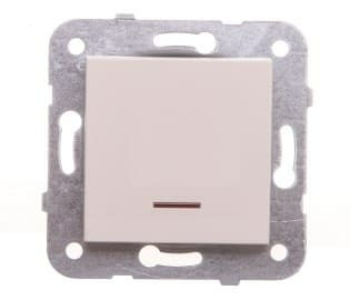 Выключатель 1-кл с индикацией без рамки кремовый (Турция)