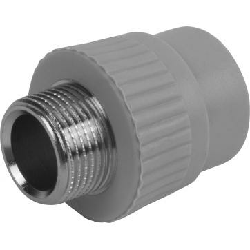 Муфта комбинированная ПП с наруж. резьбой d32х3/4" серая