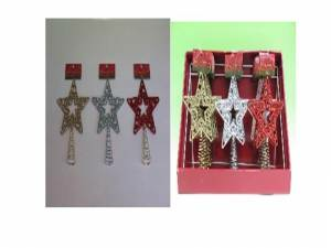 Украшение новогоднее Верхушка для елки Звезда 17.6 см (Китай)