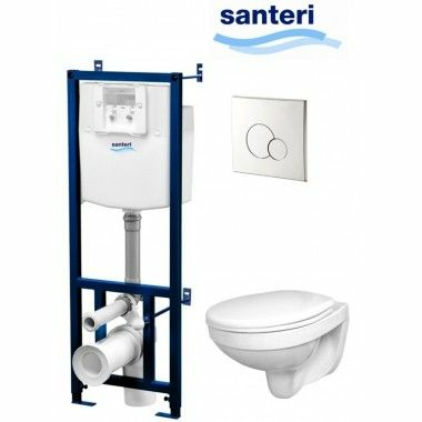 Альфа комфорт ПЭК подвесной унитаз + инсталляция + сиденье SC + панель хром (Россия)