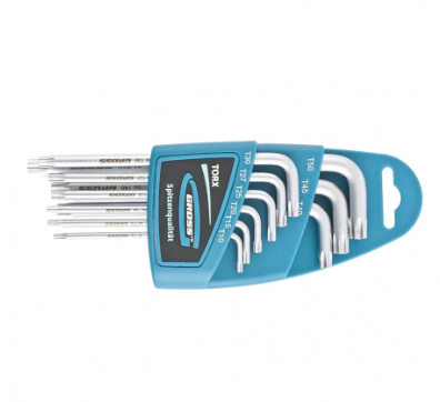 Набор ключей имбусовых TORX-TT, 9 шт: T10-T50, удлиненные, S2, сатинированные Gross16407 (Китай)