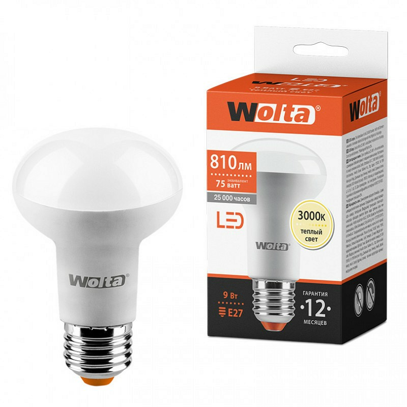 WOLTA LED R63 9Вт 810лм E27 3000K 1/50 (Китай)