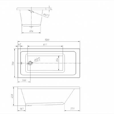 Ванна NOVARO LA 1500х700 (Беларусь)