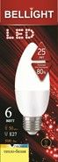 Лампа светодиодная LED Свеча C37 6W E27 4000K BELLIGHT (Польша)