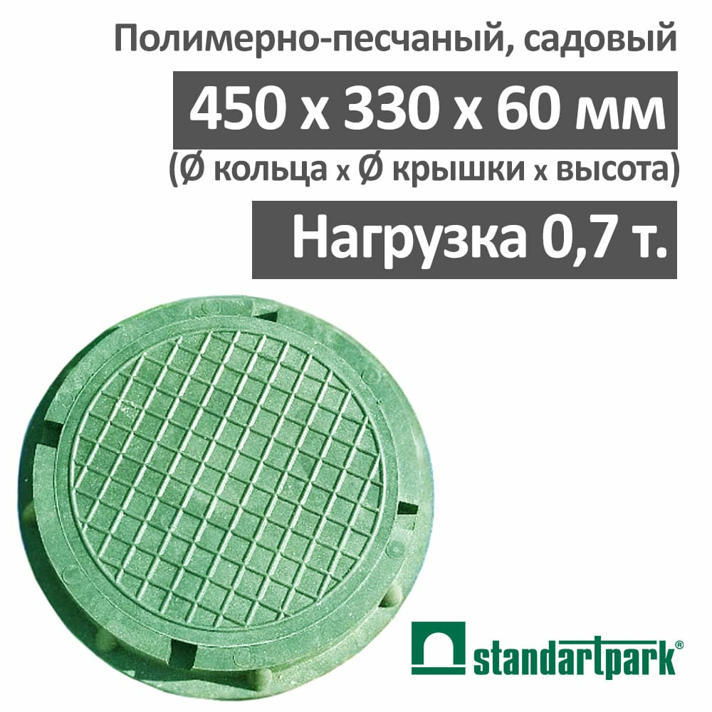 Люк полимерно-композитный круглый садовый малый зеленый 450*60, Л9 (Россия)