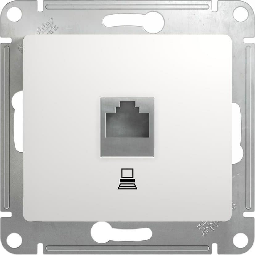 Розетка компьютерная Glossa RJ45 (белая) (Россия)