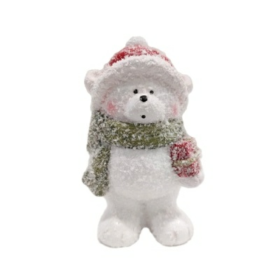 Статуэтка новогодняя керамическая "Мишка в шарфе" 9*16 см (Китай)