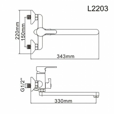 Смеситель для ванны и душа Ledeme H03 L2203W (Китай)