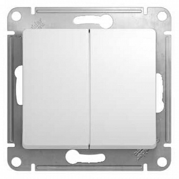 Выключатель GLOSSA 2-клавишный (белый) (Латвия)
