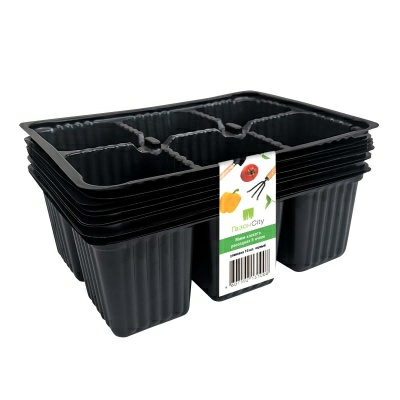 Мини-кассета рассадная 6 ячеек (уп.10 шт) чёрная (Россия)