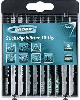 Набор полотен для электролобзика универсальный 10шт DIY пластиковый кейс Gross (Германия)
