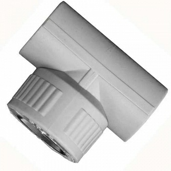 Тройник комбинированный ПП с внутр. резьбой d32х3/4"х32 серый