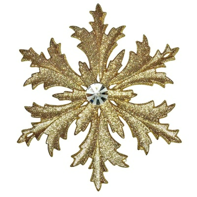 Елочное украшение "Снежинка Морозко с камнем" золотая (Беларусь)