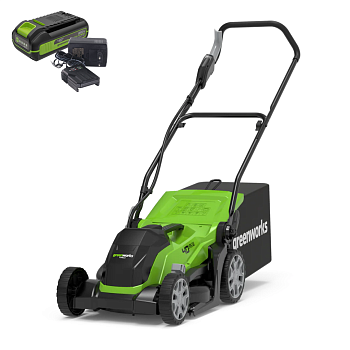 Газонокосилка аккумуляторная Greenworks 40V G40LM35 (c АКБ и ЗУ) 35см (Китай)