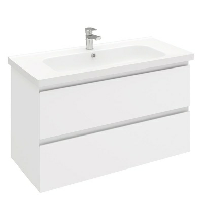 Тумба подвесная ELECTRA 100 под умывальник Creavit Ideal 100, УЛЬТРА белый глянец, LE-WCAB-100-101 (Беларусь)