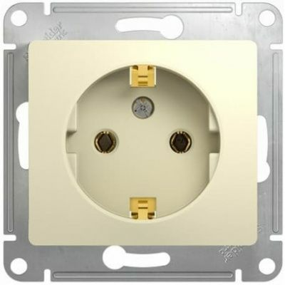 Розетка Glossa с заземлением (бежевая) (Россия)