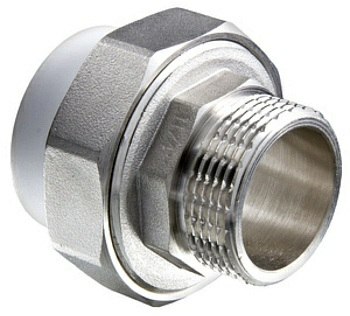 Муфта разъемная комбинированная ПП с наруж. резьбой 32*1" серая