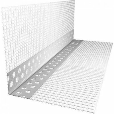 Угол штукатурный перфорированный алюминиевый с сеткой 75x0,25x18,5x3000мм (Беларусь)
