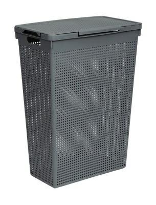 Корзина для белья узкая Лофт 50 л, серый, Violet 5650018 (Россия)